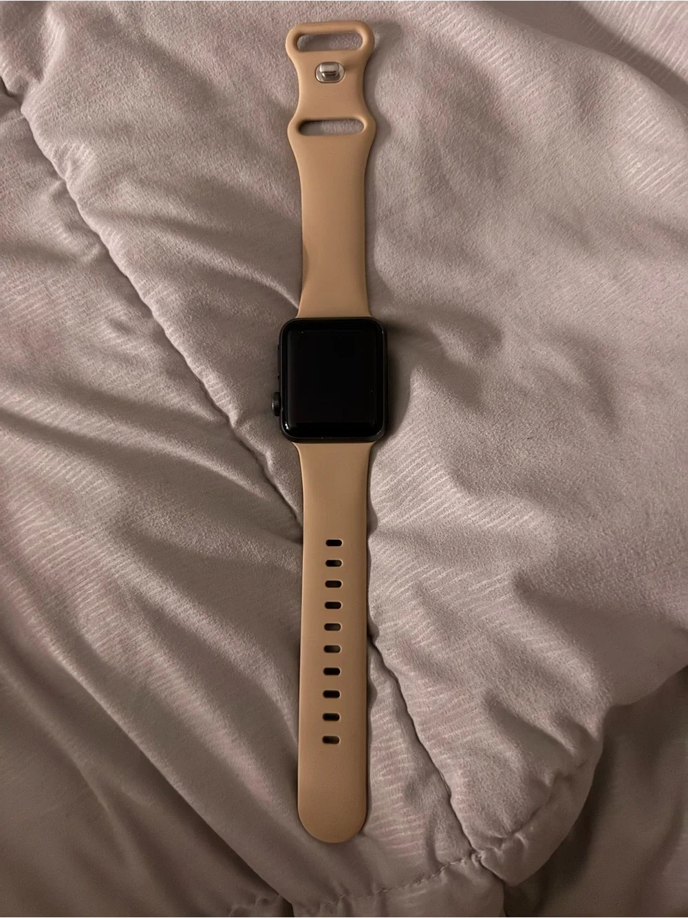 Apple Beige Silicone Smartwatch Band with Black Watch Face
